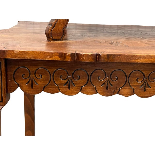 French Art Nouveau Two-Tier Walnut Tea Table With Hand-Carved Floral Decoration, Circa 1890 For Sale In Houston - Image 6 of 12