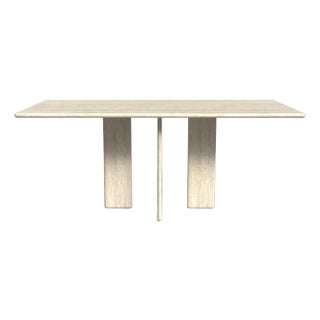 Luna Rectangular Travertine Dining Table 80" For Sale