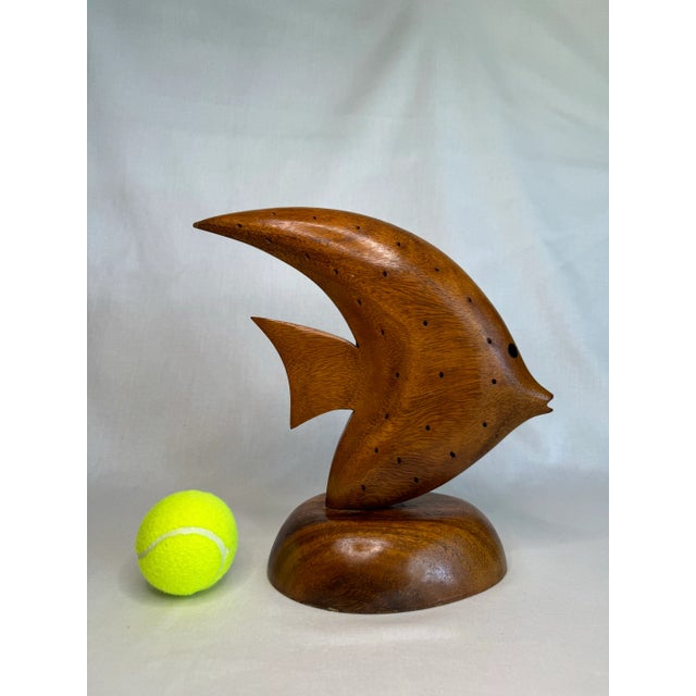 Mid Century Nautical Angelfish Solid Wood Tabletop Sculpture For Sale - Image 4 of 9
