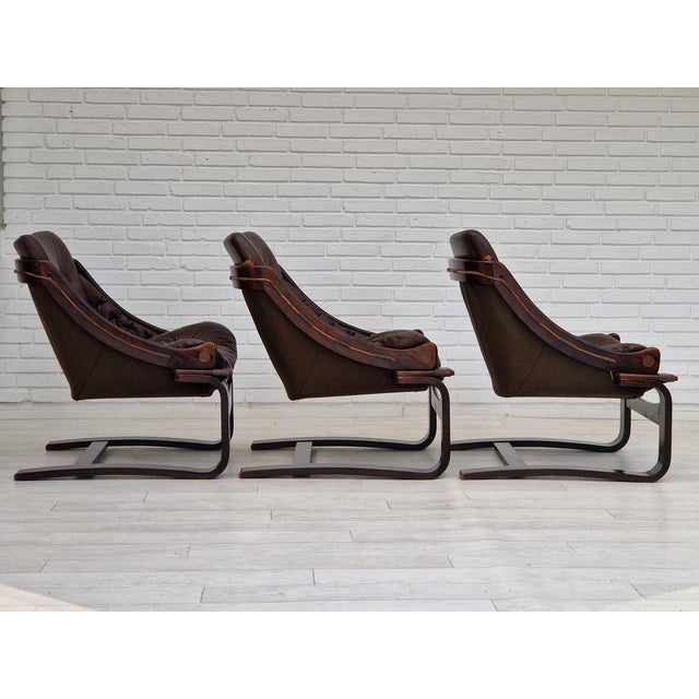 Mid-Century Modern Brown Leather Lounge Chair by Ake Fribytter for Nelo Sweden, 1970s For Sale - Image 3 of 18