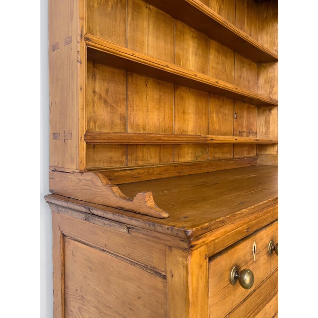 Antique Victorian Pine Hutch With Brass Knobs | Kitchen Dresser For Sale In Portland, OR - Image 6 of 8