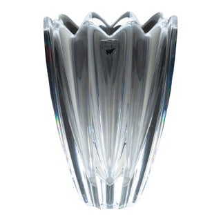 Vintage Orrefors Crystal Fleur Vase, Signed, Sweden For Sale