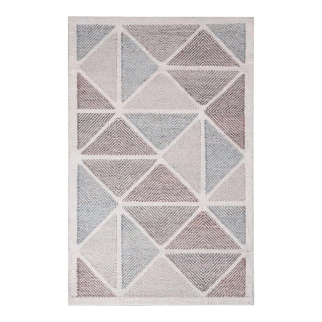 Rug & Kilim’s Scandinavian Gray Brown & Blue Polyester Outdoor Rug - 8'x10' For Sale