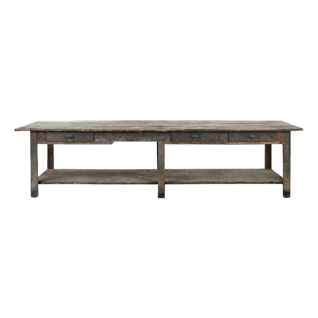 Weathered Solid Wood Worktable | Chairish