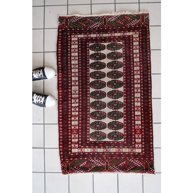 1960s, Handmade Vintage Uzbek Bukhara Rug 2.5' X 4.2' For Sale - Image 13 of 13