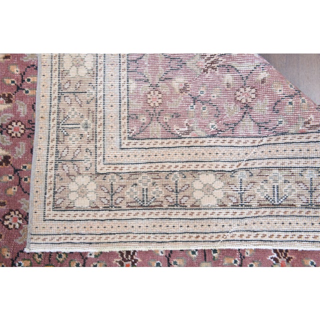 1970s Turkish Oushak Handmade Wool Cotton Pink Area Rug For Sale - Image 6 of 10