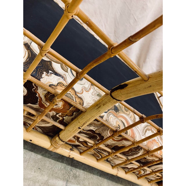 Tan Rare Vintage 1980s Rattan and Bamboo Loveseat Sofa in the Style of Gervasoni With Original Upholstery For Sale - Image 8 of 12