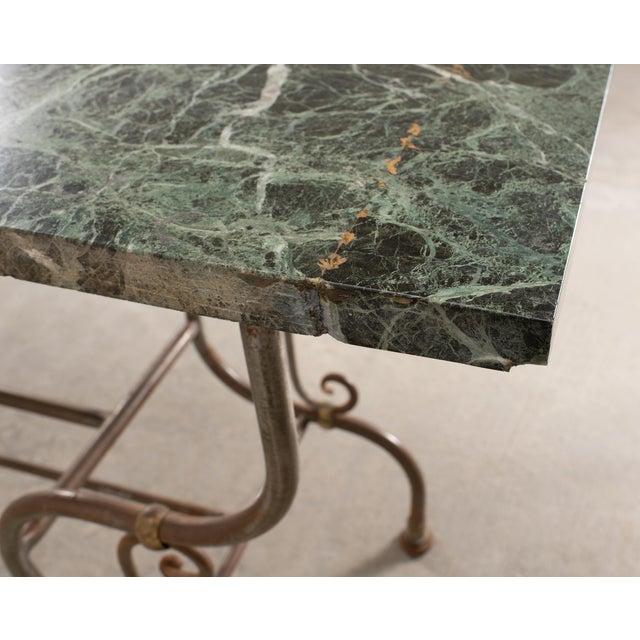 French Belle Époque Steel Marble Bronze Pâtisserie Table Console For Sale - Image 10 of 18