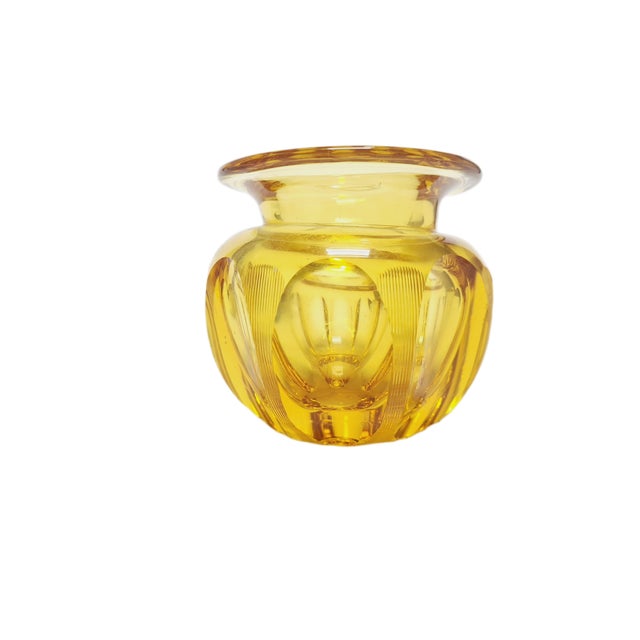 Goldenrod Polish Art Deco Vase from Josephine Glassworks, 1930s For Sale - Image 8 of 15