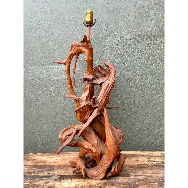 Vintage Mid-Century Modern Driftwood Lamp For Sale - Image 4 of 12