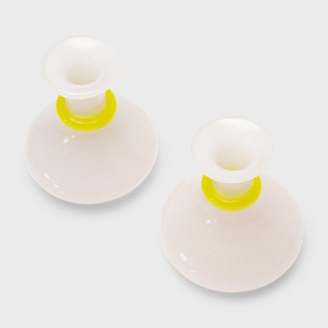 European Pair of Crazed Opaline Glass Bud Vases, C. 1930 For Sale - Image 4 of 8