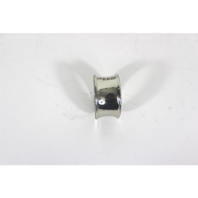 Metal 1960s Silver Plated Beaded Edge Napkin Holder Rings Polished - Set of 12 For Sale - Image 7 of 10