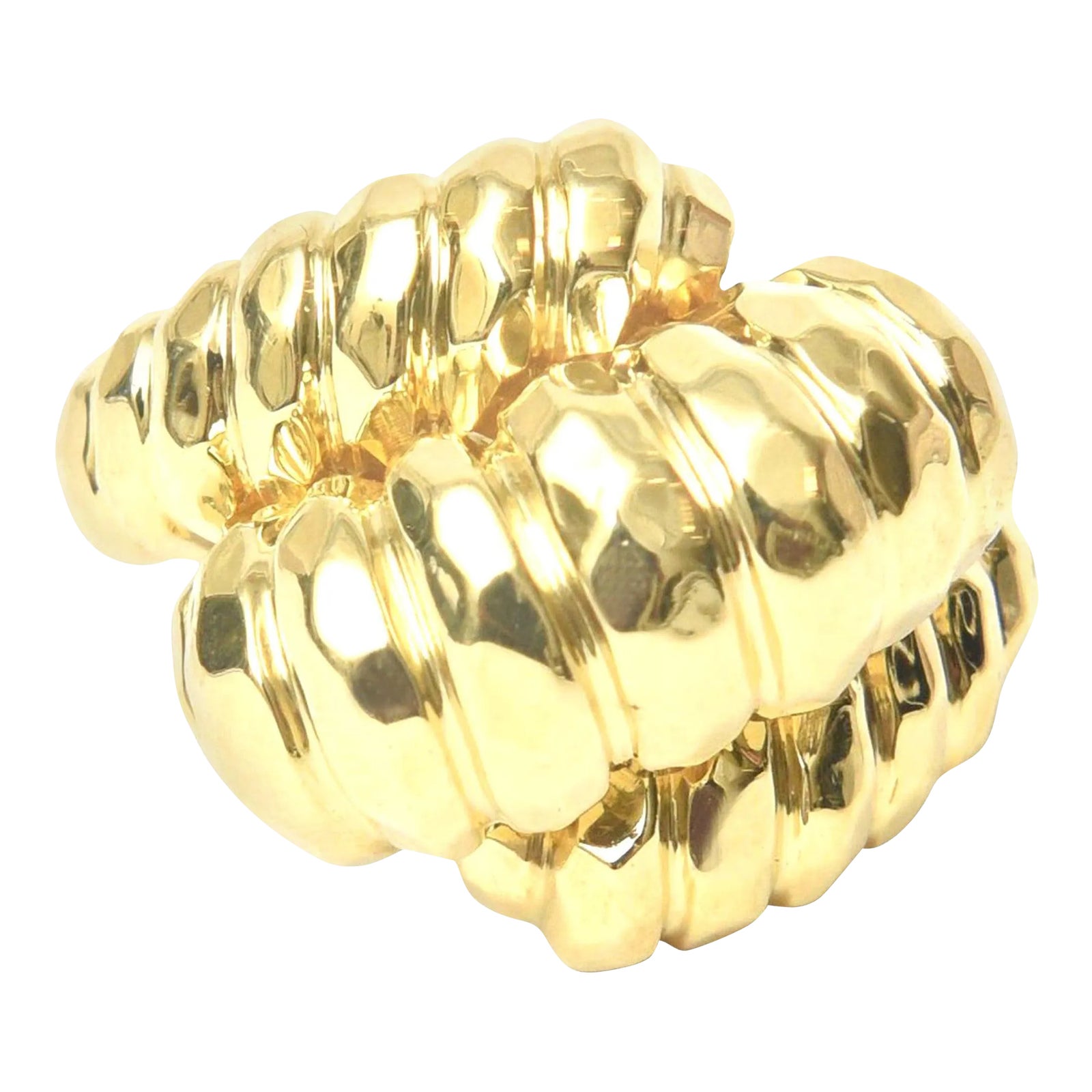 1980s Henry Dunay Hand-Hammered 18 Karat Yellow Gold Ring Size 7.75 ...