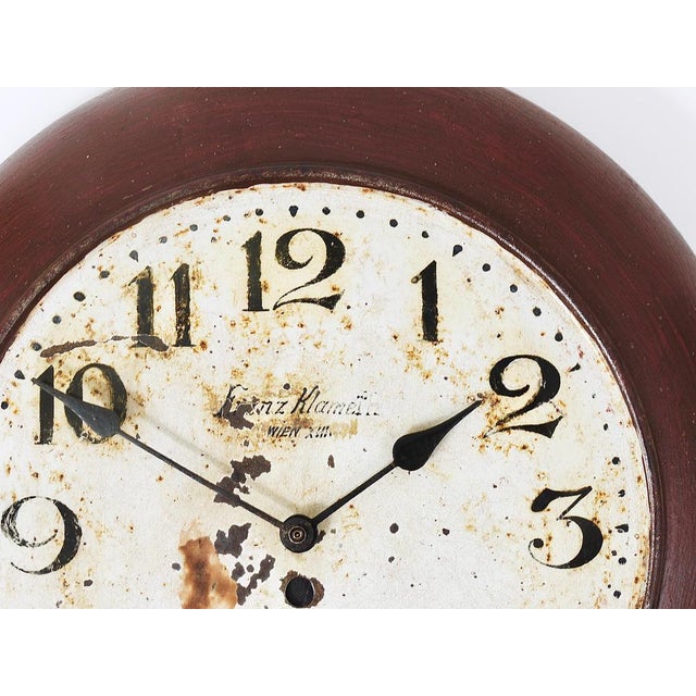 Brown Antique Public Iron Wall Clock with Hand-Painted Dial, 1920s For Sale - Image 8 of 18
