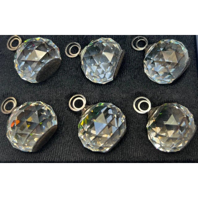 Set of 6 Vintage Austrian Swarovski Cut Crystal Place Card Holders With Original Storage Case For Sale - Image 9 of 12