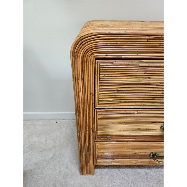 Vintage Pencil Reed Waterfall Double Dresser For Sale - Image 15 of 18