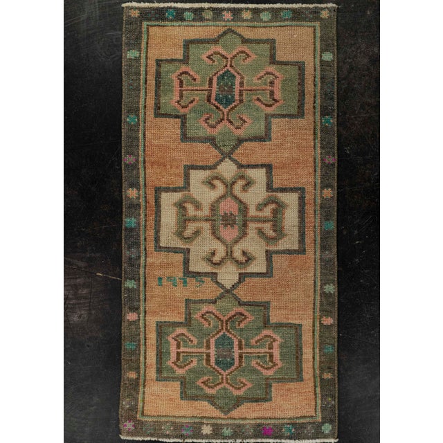 Brown Turkish Mini Rug Oriental Hand Knotted Vintage Rug 1'8" x 3'4" #21195 For Sale - Image 8 of 8