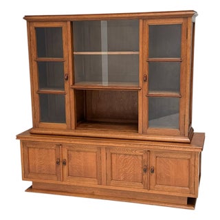 Art Deco Bookcase with Glass Sliding Doors, 1930s For Sale
