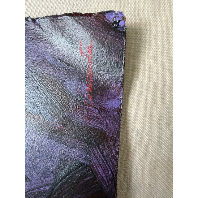 1980s Vintage Expressionist Geometric Abstract Acrylic on Paper Painting, Signed & Framed For Sale - Image 9 of 12