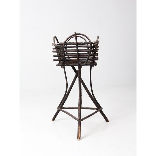 Wood Antique Adirondack Twig Planter Stand For Sale - Image 7 of 12