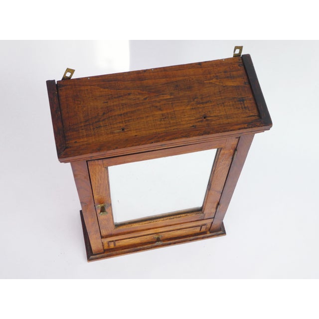 Wood Antique Art Deco Carved Wooden Mirror Cabinet with Drawer, 1920s For Sale - Image 7 of 11