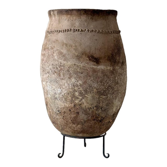 Early 20th Century Antique Berber Unglazed Clay Storage Vessel, Morocco For Sale