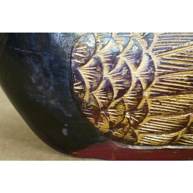 Pair Mid Century Chinese Lacquered Carved Hardwood Swan Sculptures Decoy 13" For Sale - Image 12 of 12
