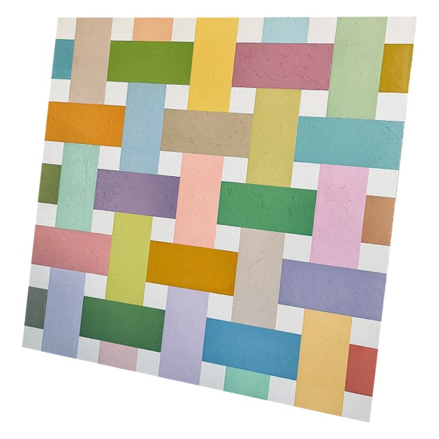 "Basket II" Abstract Geometric Oil Painting on Canvas by Richard Butz For Sale