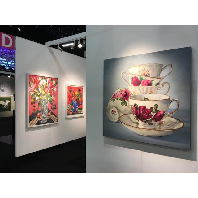 Rosemary, Oil Painting with Rose and Teacup, 2018 For Sale - Image 4 of 5