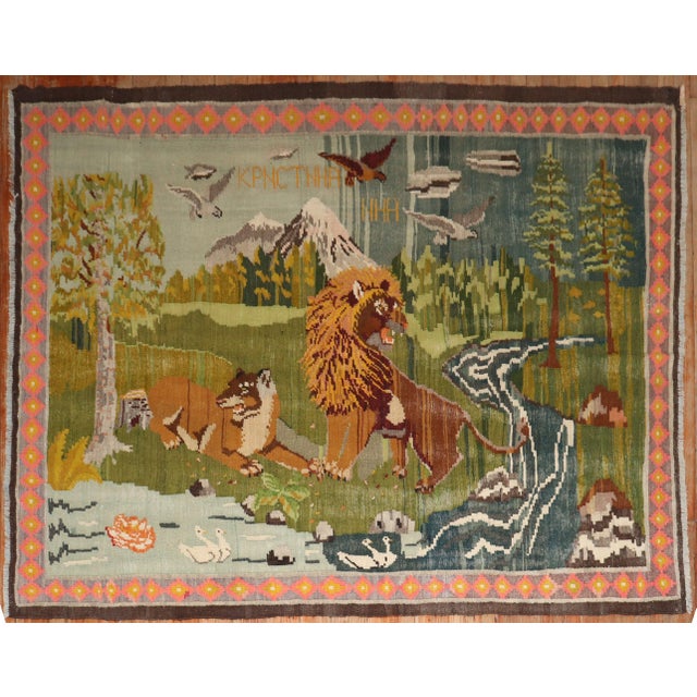 Late 20th Century Zabihi Collection Animal Motif Turkish Dowry Kilim - 6'5" x 7'9" For Sale - Image 4 of 11