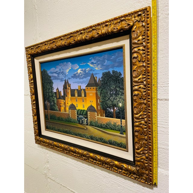 Wood 2007 “Midnight Blue Delage” Realist Castle Landscape Hand Signed Serigraph For Sale - Image 7 of 11