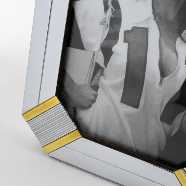 Chrome Noel Bc Geometric Brass and Chrome Picture Frame, Italy Circa 1970 For Sale - Image 8 of 8