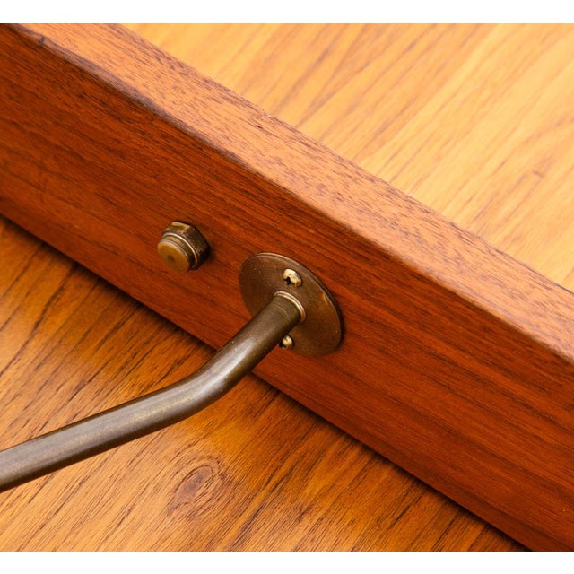 1960s Mid Century Modern Wall Sconce Lamp Lighting Walnut Brass White Shade Denmark Nm For Sale In Sacramento - Image 6 of 12