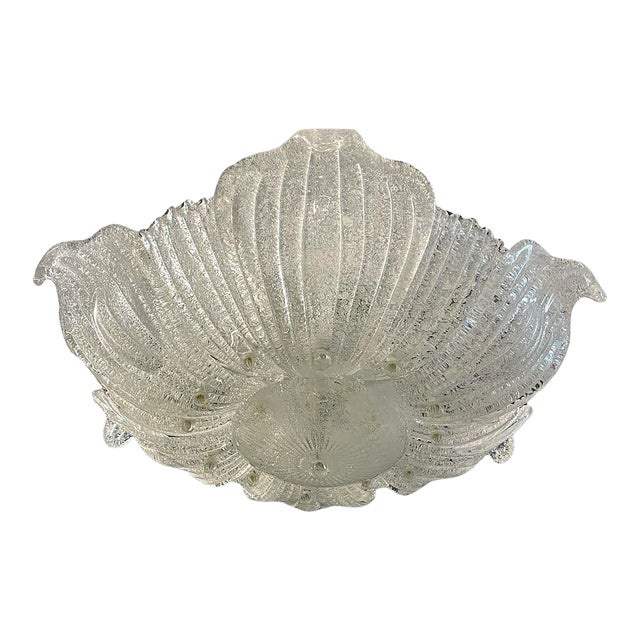 1960s Clear Graniglia Murano Flush Mount For Sale