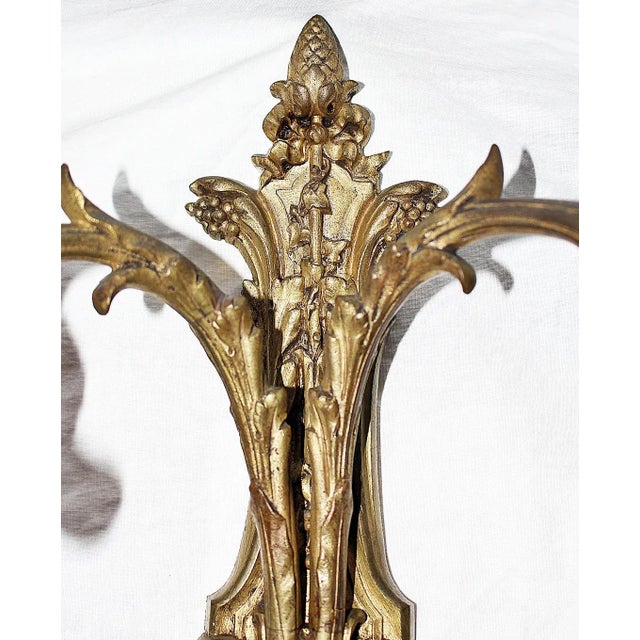 B Dore'-Bronze French Rococo Wall Sconces, a Pair For Sale - Image 4 of 10