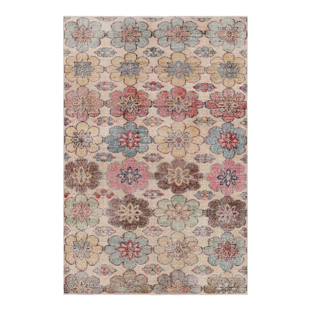 Vintage Zeki Müren Rug With Polychromatic Floral Medallions From Rug & Kilim For Sale