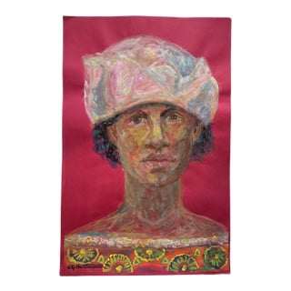 Contemporary Original E.J.Hartmann Abstract Expressionist Portrait Painting Signed For Sale