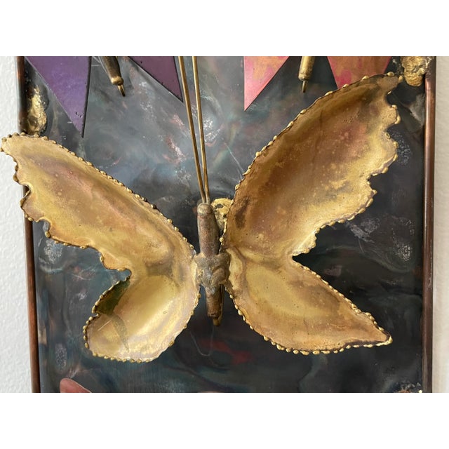 Mid-Century Copper Enamel Butterfly & Dragonfly Metal Wall Art For Sale In Tampa - Image 6 of 9