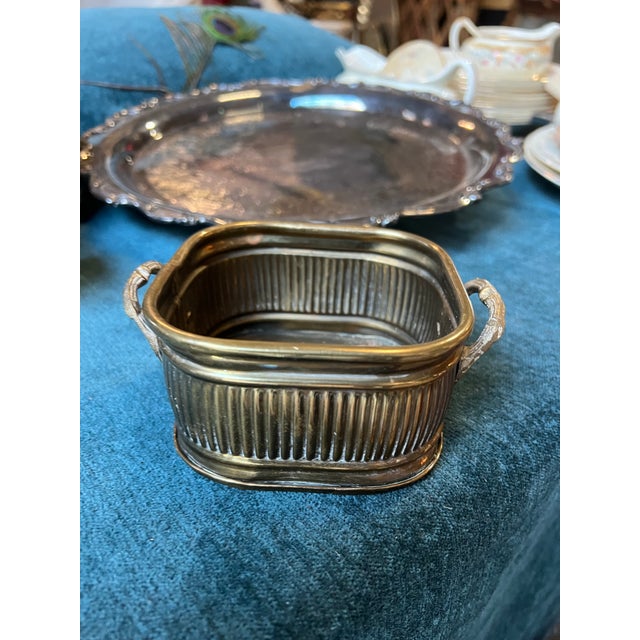 Vintage Brass Square Detailed Catchall For Sale - Image 4 of 5