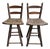 Pair Mid Century Wood and Rush Seat Swivel Bar Stools, Counter Stools For Sale