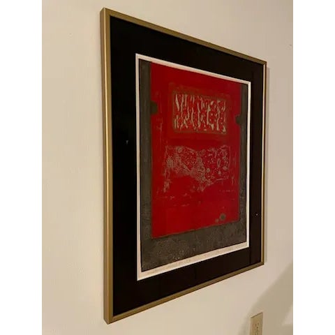 Contemporary "Emotional Space" Abstract Numbered Print in Red, Black and Gray, by Hiroyuki Tajima, 1976 For Sale - Image 3 of 7