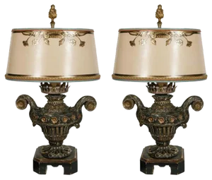 18th C. Italian Giltwood Urn Lamps - a Pair