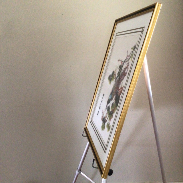 Art Deco 1930s Asian Silk Embroidered Panel Peacocks Perched in a Pine Tree For Sale - Image 3 of 11