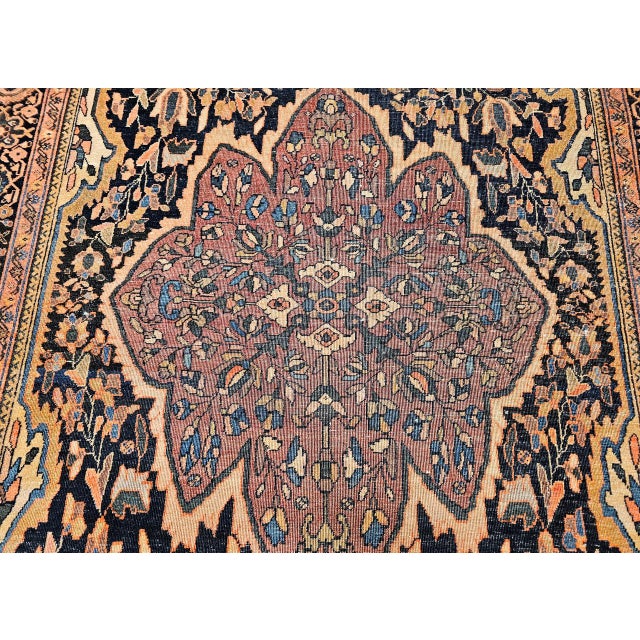 19th Century Persian Farahan Sarouk Rug, Hand-Knotted Wool, Floral Pattern, Navy & Plum Red, 4x6 For Sale - Image 18 of 18
