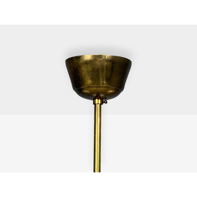 1950s Danish Modern, Pendant Light, Brass, Etched Glass For Sale - Image 10 of 12