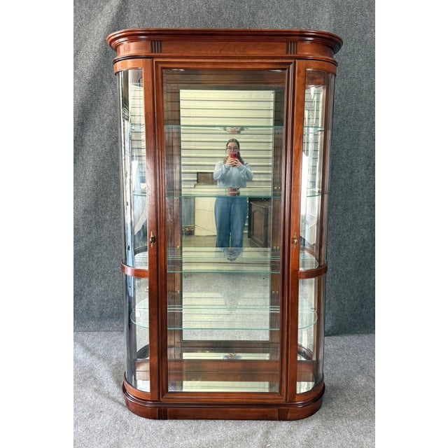 Late 20th Century Late 20th Century Pulaski Cherry Bow Front Curio Cabinet For Sale - Image 5 of 15
