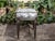 French French 1930s Steel Bench with Out-Scrolling Arms, Tapered Legs and Toile Fabric For Sale - Image 3 of 12