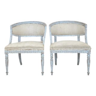 19th Century Swedish Gustavian Pair of Antique Barrell Back Chairs For Sale