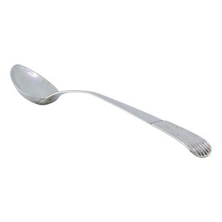 Plain Silver Rice and Serving Spoon with Fluted Handle For Sale