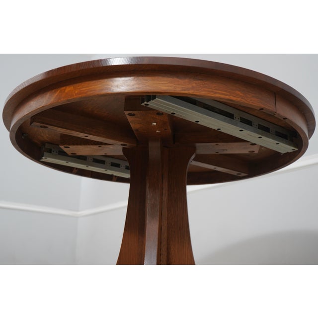 Stickley Mission Oak Split Pedestal Dining Table For Sale - Image 10 of 18
